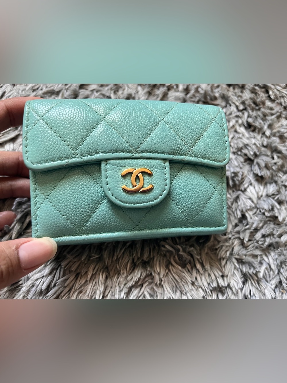 EUC CHANEL Quilted Trifold Wallet Gold CC Logo